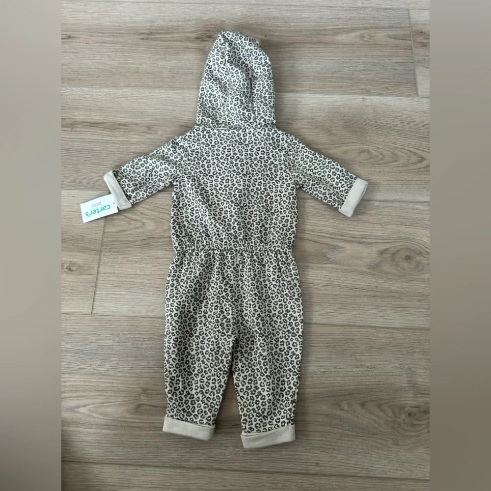 Carter's Cream and Black Footies with Hood